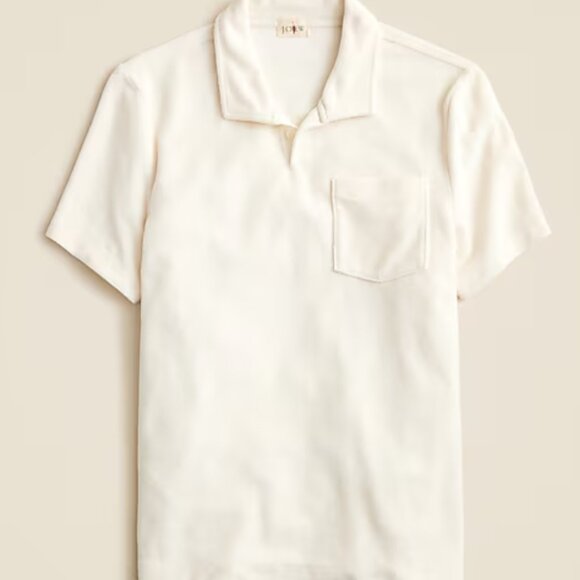 NWOT J.Crew Terry cloth johnny-collar polo shirt - Picture 1 of 5